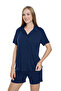 Women's Viscose Combed Cotton Fabric Front Button Short Sleeve Shirt Collar Shorts Pajamas Set 19068 - 2