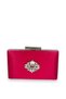 Fuchsia Pink Color Satin Crystal Stone Evening Dress Bag Evening Bag Henna Bridal Bag