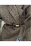 Bitter Brown Stitched Gold Buckle Women's Belt Trouser Belt Dress Belt Shirt Belt Coat Belt