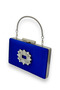 Cobalt Blue Color Satin Crystal Stone Evening Dress Bag Evening Bag Henna Bridal Graduation Bag Clutch - 2