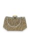Gold Gold Dore Color Stone and Pearl Metal Handle Evening Bag Evening Bag Bridal Bag - 6