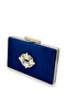 Navy Blue Color Satin Crystal Stone Evening Dress Bag Evening Bag Henna Bridal Bag Clutch - 2