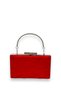 Red Pleated Satin Evening Dress Bag with Metal Handle Henna Evening Bag