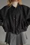 Oversize Gray Pocketed Snap Closure Cashmere-Like Wool Appearance Women's Loose Fit Pinterest Equivalent Coat Jacket - 5