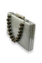 Silver Kumsim Imported Evening Dress Bag with Silicone Coated Pearl Strap Evening Bag Henna - 2