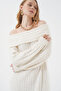 15920 Madonna Yaka Oversize Triko Elbise - Ekru - 3