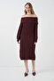 15920 Madonna Yaka Oversize Triko Elbise - Bordo - 2
