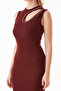 Ribbed Shoulder Window Detail Rhinestone Dress - 7