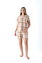 Women's Viscose Combed Cotton Fabric Front Button Short Sleeve Shirt Collar Shorts Pajamas Set 19071