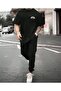 Men's Hng Printed T-Shirt Sweatpants Jogger Comfortable Fit Black Tracksuit Set New Model