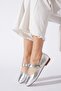 Boris Women's Scarf Buckle Ballerina Silver Wrinkled - 3