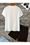 Fredom 26 Printed Men's Short Suit - Comfortable Fit, Black Bottom White Top T-Shirt - 2