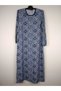 Women's Navy Blue White Crew Neck Long Sleeve Sleeve Ankles Elastic Suede Seasonal Mother Dress - 5