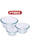 Bowl Set Of 3 (2L, 1L, 0.5L) - Clear Glass, Heat & Scratch Resistant