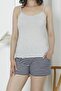 Women's Shorts Pajama Set with Drawstring Straps and Pockets Cotton Lycra Gray - 2