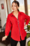 Women's Red Front Zippered Casual Shirt ARM-21K024090 - 2