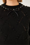 Women's Black Collar Beaded Bow Knitwear Sweater 20246308 - 7