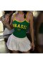 Green Vintage Yellow Striped Brazilian Hanging Crop - 5