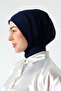 Women's Snap-Tie Hijab Ready-To-Wear Practical Shawl Navy Blue - 7