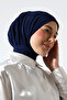 Women's Snap-Tie Hijab Ready-To-Wear Practical Shawl Navy Blue - 5