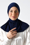 Women's Snap-Tie Hijab Ready-To-Wear Practical Shawl Navy Blue