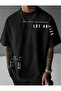Sandıego California Sleeve Printed Cotton Combed Round Neck Black T-Shirt