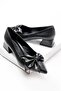 Camil Black Bow (4cm) Pointed Toe High Heels - 5