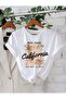 West Coast Printed Cotton Round Neck White T-Shirt