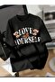 Love Yourself Printed Cotton Round Neck Black T-Shirt