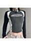 Mood See You Later Striped Gray Long Sleeve Half Body - 2