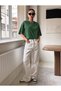 Knov Women's Back Printed Comfort Fit Cotton Combed Green T-Shirt