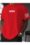 Nasa Sleeve Printed Unisex Cotton Round Neck Red T-Shirt