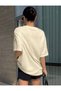 Active Printed Women's Comfortable Fit Cotton Combed Cotton Short Sleeve Round Neck Beige T-Shirt - 4