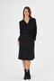 Apsen Women's Black Suede Belted Double-Breasted Collar Detailed Flared Midi Length Winter Dress 4407-110 - 8