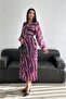 Women Double Breasted Collar Pleated Midi Chiffon Dress Dpk30292 - 2