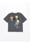 Lcw Kids Gray Crew Neck Printed Baby Boy T-Shirt and Shorts 2-Piece Set - 3