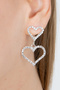 Women's 2 Size Heart Detailed Dangle Zircon Stone Regina Model Earrings Elegant Engagement Wedding Henna Party Prom