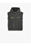 Cotton Print Detail Sleeveless Oversize Sweatshirt