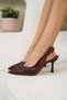 Women's Burgundy Lacing Detailed Heeled Shoes