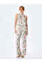 Floral Print Sleeveless Halter Neck Viscose Blouse