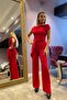 One Shoulder Open Waist Belted Jumpsuit