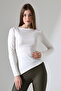 Evora Women's Asymmetric Boat Neck Long Sleeve Blouse & Top - Ecru - 5