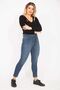 Women's Large Size Navy Blue 5 Pocket Skinny Jeans 65n35272