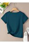 Women's Petrol Blue V-Neck Regular T-Shirt - 3