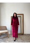 Burgundy Long Velvet Dress - 4