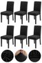 Bamboo Nano Fabric Lycra Washable 6-Piece Chair Cover Rubberized Chair Cover (6 PCS) - Black