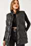 Women's Black Zippered Double Pocket Vest 60901003