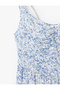 Sleeveless Gipeli U-Neck Layered Viscose Floral Long Dress - 5