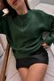 سترة تريكو نسائية ذات ملمس ناعم من Green Crew Neck قصة فضفاضة - 6