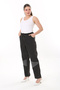 Women's Large Size Black Cup Detailed Side Belt Elastic Lycra Jeans 65N37728 - 4